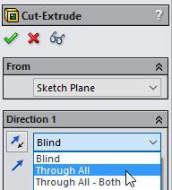 In the features commands select Extrude Cut.