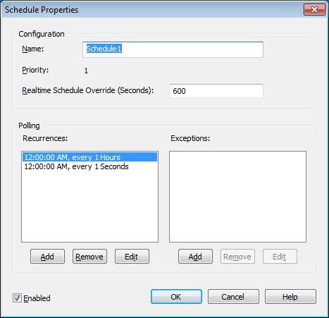 7 Schedule Properties The schedule controls when data is collected from the devices configured in that schedule.