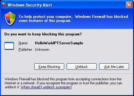 CHAPTER 3 Artix Designer Tutorials iii. Click Run. If you are using Windows XP SP2 with the Windows Firewall enabled, the firewall might display a Security Alert, as shown in Figure 41.