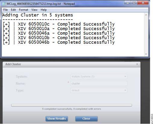 summary of the results is displayed. Clicking the Show Results button displays a detailed report: Figure 50. Results summary Results Following this task, the cluster was added to the selected systems.