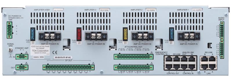 EN54-16 Status indication for each speaker line Fault acknowledge and lamp test button Input DSP: 3-point filters(peq/hpf/lpf/high shelving/low shelving), VOX and Comp.