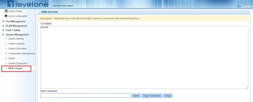 Figure 6-33: Key fault collection 6.7 THE WEB CONSOLE Click on the "System Management" "WEB Console", can enter commands for operating equipment.