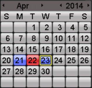 Figure 6. 5 Playback Calendar If there are record files for that camera in that day, in the calendar, the icon for that day is displayed as.