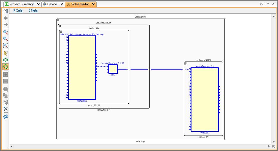 Step 2: Exploring the Hierarchy of the Timing Paths Figure 31: Timing Path Schematic When you select a timing path in the Timing Summary window, the Vivado tool also selects the cells associated with