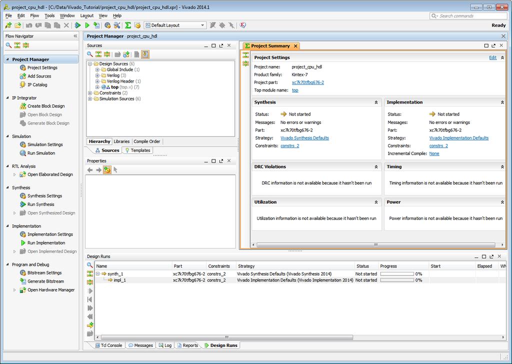 Figure 2: Save Project As... The Vivado IDE displays project information in the Project Summary window.