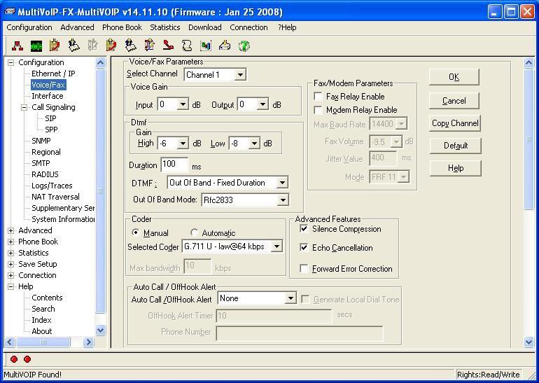 5.3. Administer Voice Select Configuration > Voice/Fax from the left pane, to display the Voice/Fax Parameters screen.