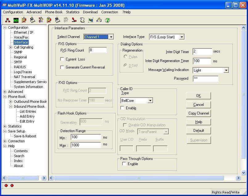 5.4. Administer Interface Select Configuration > Interface from the left pane, to display the Interface Parameters screen.