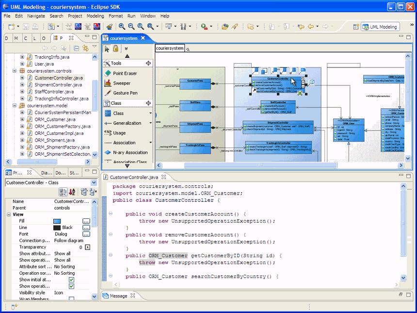 Slika 8: UML in Java razvoj v orodju Eclipse Ves ta napredek je v veliki meri osredotočen na produktivnost enega razvijalca.