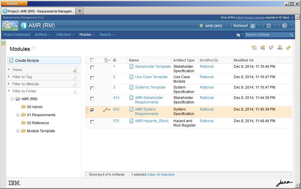 In the All Projects list, click Show Modules in the AMR (RM) section 2.