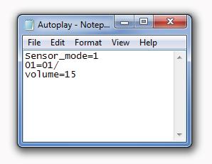 activation, the following Autoplay.txt file places the VC-HD8 into PIR mode.