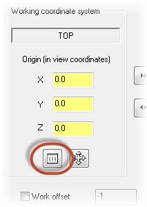 4 Click the Select WCS plane button in the Working coordinate system section.