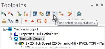 2 Click the Post selected operations button on the Toolpaths Manager.
