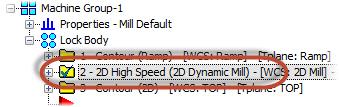 52 MASTERCAM X9/ Updating Previously Created Toolpaths 8 Select the 2D Dynamic Mill toolpath.