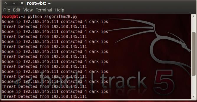 output of script VI. CONCLUSION We have already studied some existing Darkip Monitoring System to mitigate Darkip's, but these do not provide complete protection against attack.