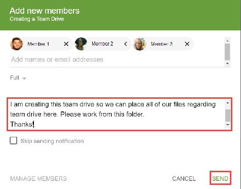 Under the name(s) of the team members, click the drop-down arrow to select the preferred access for the team member(s).