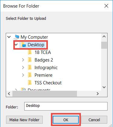 From the Desktop To complete the steps below the folder must already be located on the user s desktop. 1. From the Team Drive, click NEW. 2. Select Folder upload. 3.