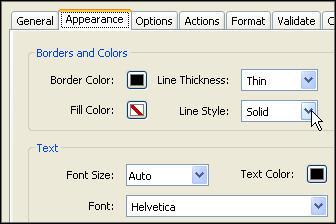 Select a Line Style: Solid Select a font.