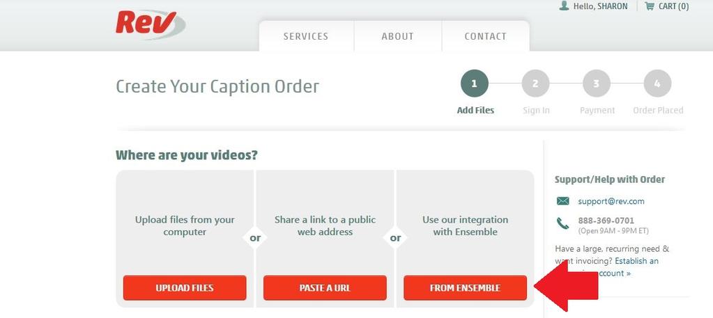 The Create Your Caption Order screen will display.