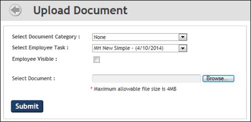 Upload Document 3. Select the document category for the document you want to upload from the Select Document Category drop-down field.