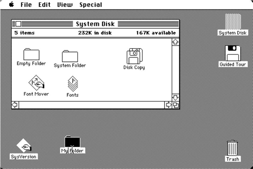 First commercially-successful GUI on personal computers: Apple Macintosh (1984-).