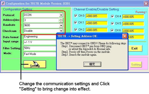 Step 7. Change and Save the Communication Settings to EEPROM.