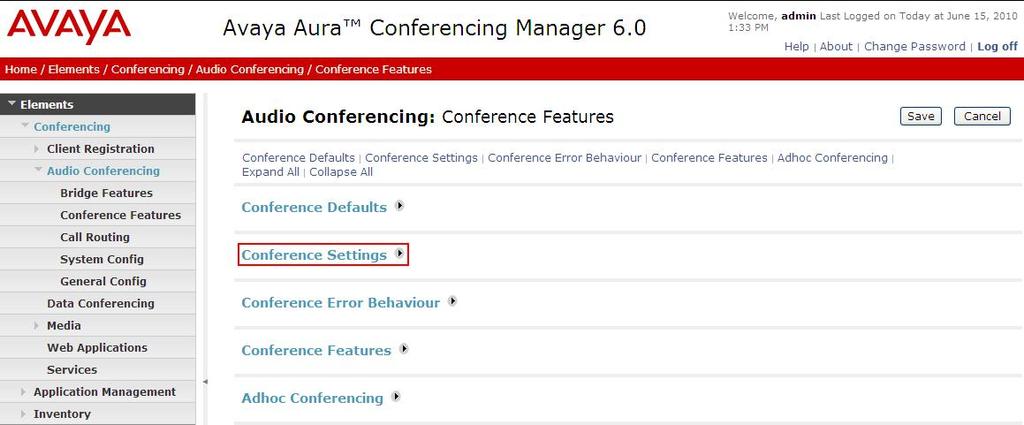 From the right panel menu, select Conference Settings.