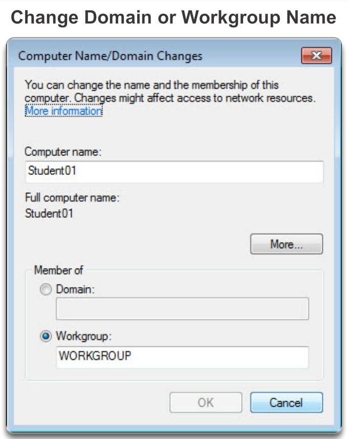 If a workgroup is made up of newer and older operating systems, use the workgroup name from the computer with the oldest operating system.