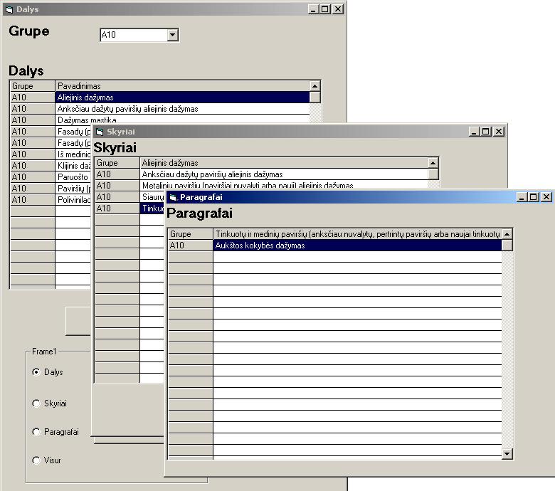 5.4. Turininių naršyklės sudarymas ir tyrimas Visual FoxPro ir Microsoft Access turinių bazių atvejais 5.4. Turininių naršyklės sudarymas ir tyrimas Visual FoxPro ir Microsoft Access turinių bazių atvejais Visual Basic 6.