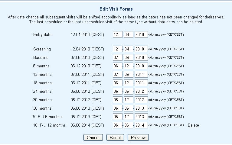 After you have corrected visit plan date(s), click on to see the new visit plan date calculation: You have to