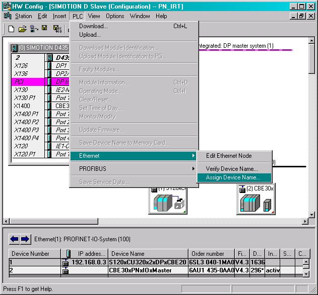 3 Basics 3.1 PROFINET communication Figure 3-1 1 Mark PN IO-System 2 Figure 3-2 (B) (A) (C) Select the configured device name (A) and select the corresponding device (B) and click on Assign name (C).