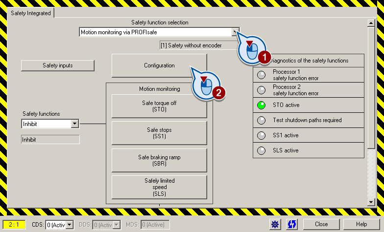 Commissioning 4.4 Extended Safety 4.4.2 Extended Safety with activation via PROFIsafe Procedure Go online with STARTER.