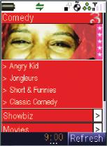 Using the quick links icons All links for Movies, Music, Showbiz and Weather can be accessed in a similar way. This example shows how to access Comedy.