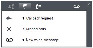 12. Notifications (Tab: ) Click on the notification icon ( Callback requests Missed calls New voice