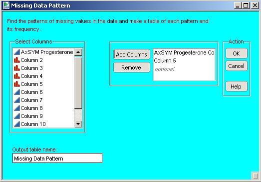 JMP also has a new feature that will tally the amount of missing data, column by column.