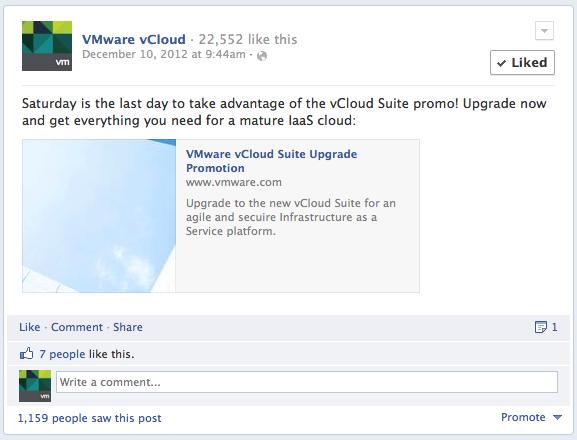 Facebook ads - VMware VMware has used Facebook Promoted Posts to promote the