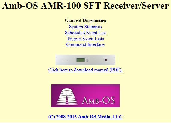 HTML INTERFACE Access to the AMR-100I Web page To access the AMR-100I remotely through the built in web interface, the AMR-100I needs to be connected to the same network as the computer used by the