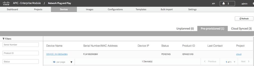 APIC-EM Integration: Move Devices to Project (Continued) 4 The device