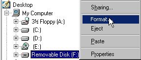 3. Right-click the Removable Disk icon, click the Format option, and follow the instructions on the screen to format your player. Figure 3-1 4.