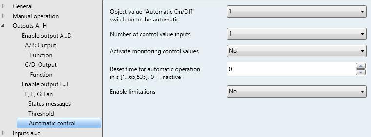 3.2.3.18 Parameter window Automatic control (One-level) This parameter window is visible if the option Yes has been selected under the parameter Enable automatic operation in Parameter window E, F,