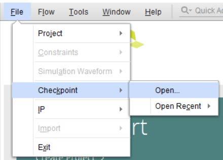 Lab 2: Using Report QoR Suggestions Figure 40: Opening the Checkpoint 2. In the Netlist view, look at the hierarchy.