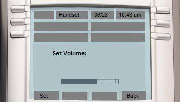 Configuring the Avaya 1140E IP Deskphone Adjusting the volume You can adjust the volume of the IP Deskphone for the following: Ring Volume Handset Volume Headset Volume Handsfree Volume A sliding