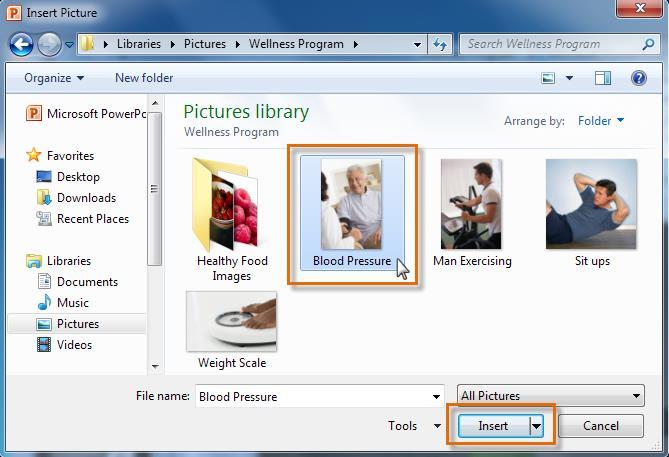 3. Select the desired image file and click Insert.