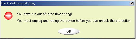 After three tries, the following message will pop up.