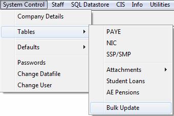 117. To update your employees in bulk go to System Control >> Tables >> Bulk Update 118.