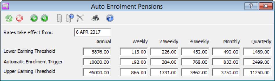 Auto Enrolment 158. Auto Enrolment Pension Parameters (Note these will only apply after your Auto Enrolment Staging Date has passed) 159.