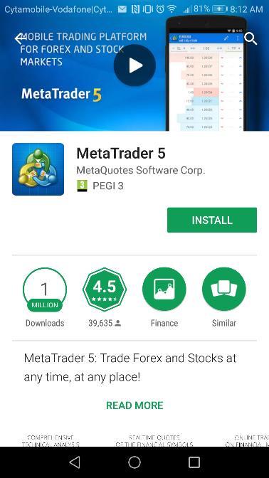 Store, where you will be able to see the MetaTrader 5 Mobile App.