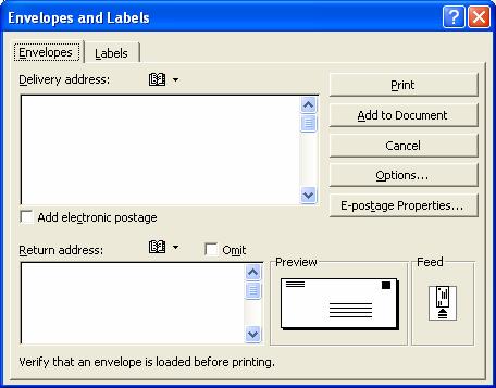 7. To print one or more labels, insert a sheet of labels into the printer, and then click Print. 8. To save a sheet of labels for later editing or printing, click New Document and save.