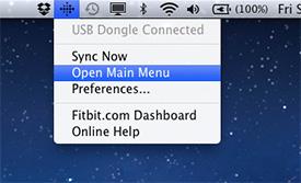 For Windows users only, right-click the Fitbit icon to access the menu items.