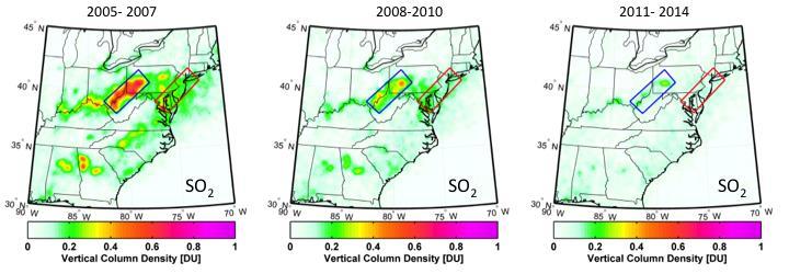 OMI PCA Retrievals show dramatic decrease in SO 2 point sources in Eastern US