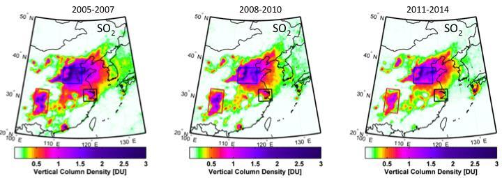OMI PCA Retrievals show decrease in SO 2 pollution in Eastern China